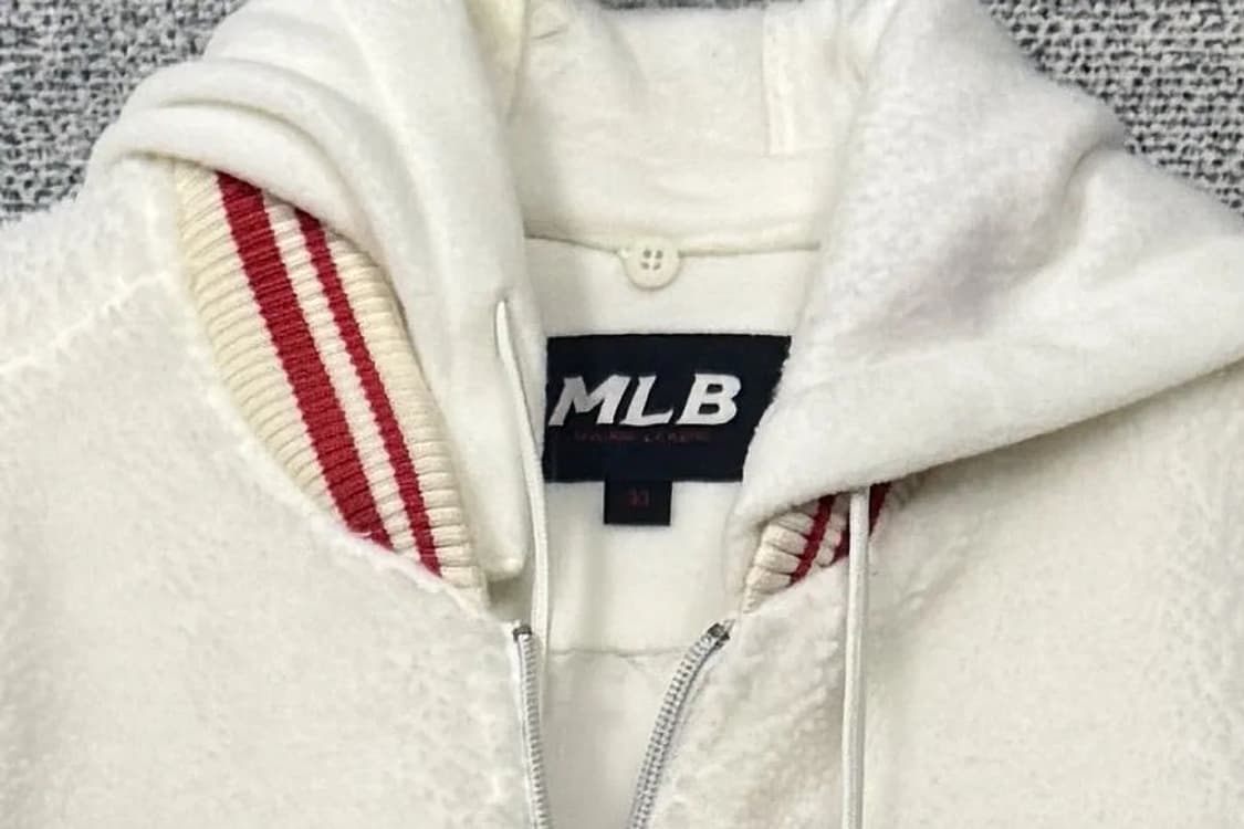 MLB 뉴욕양키즈 크림 양털 뽀글이 후드 집업 90 상품이미지5