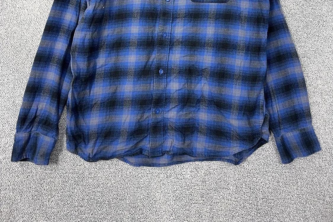 반스 체크 블루 플란넬 포켓 셔츠 M 상품이미지4