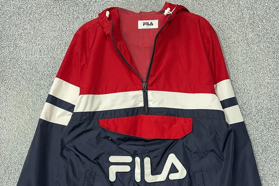 휠라 프린팅 빈티지 후드 바람막이 웜업 SMALL 상품이미지3