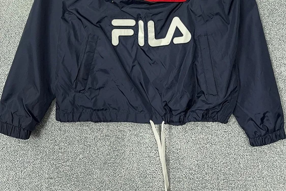 휠라 프린팅 빈티지 후드 바람막이 웜업 SMALL 상품이미지4