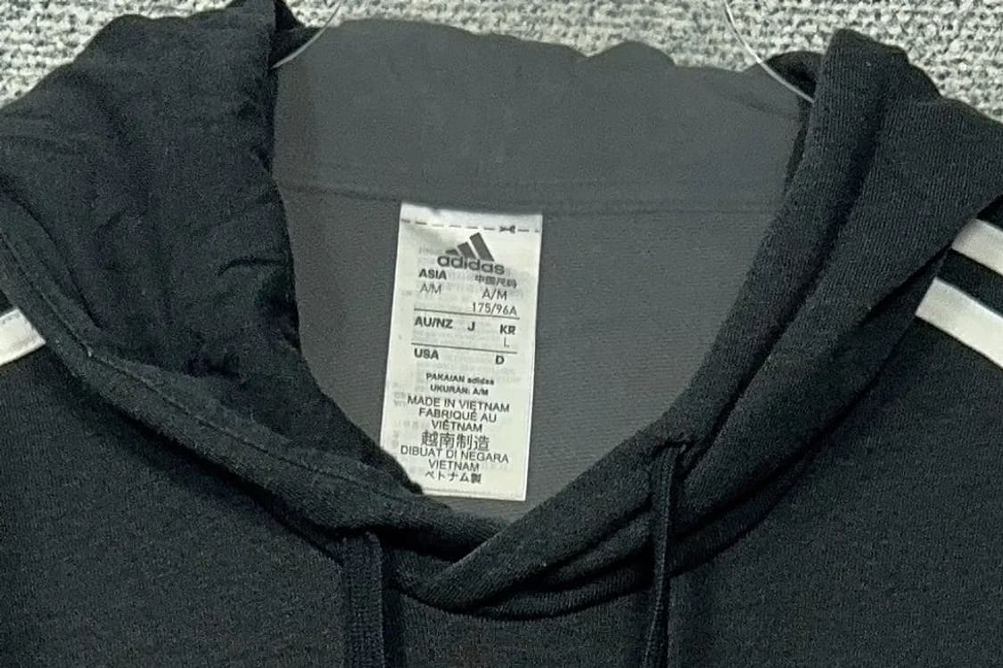 아디다스 블랙 로고 삼선 후드티 A/M 상품이미지5