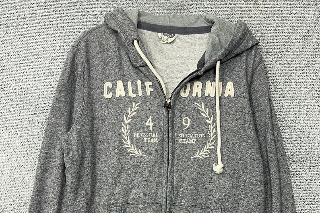 후아유 자수 로고 그레이 후드 집업 L 상품이미지3