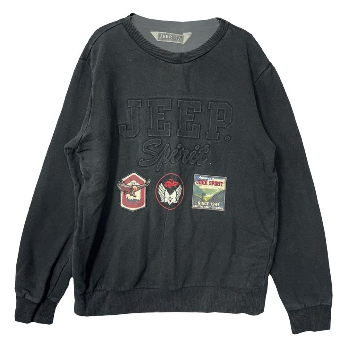 지프 프린팅 블랙 맨투맨 M(95) 상품이미지1