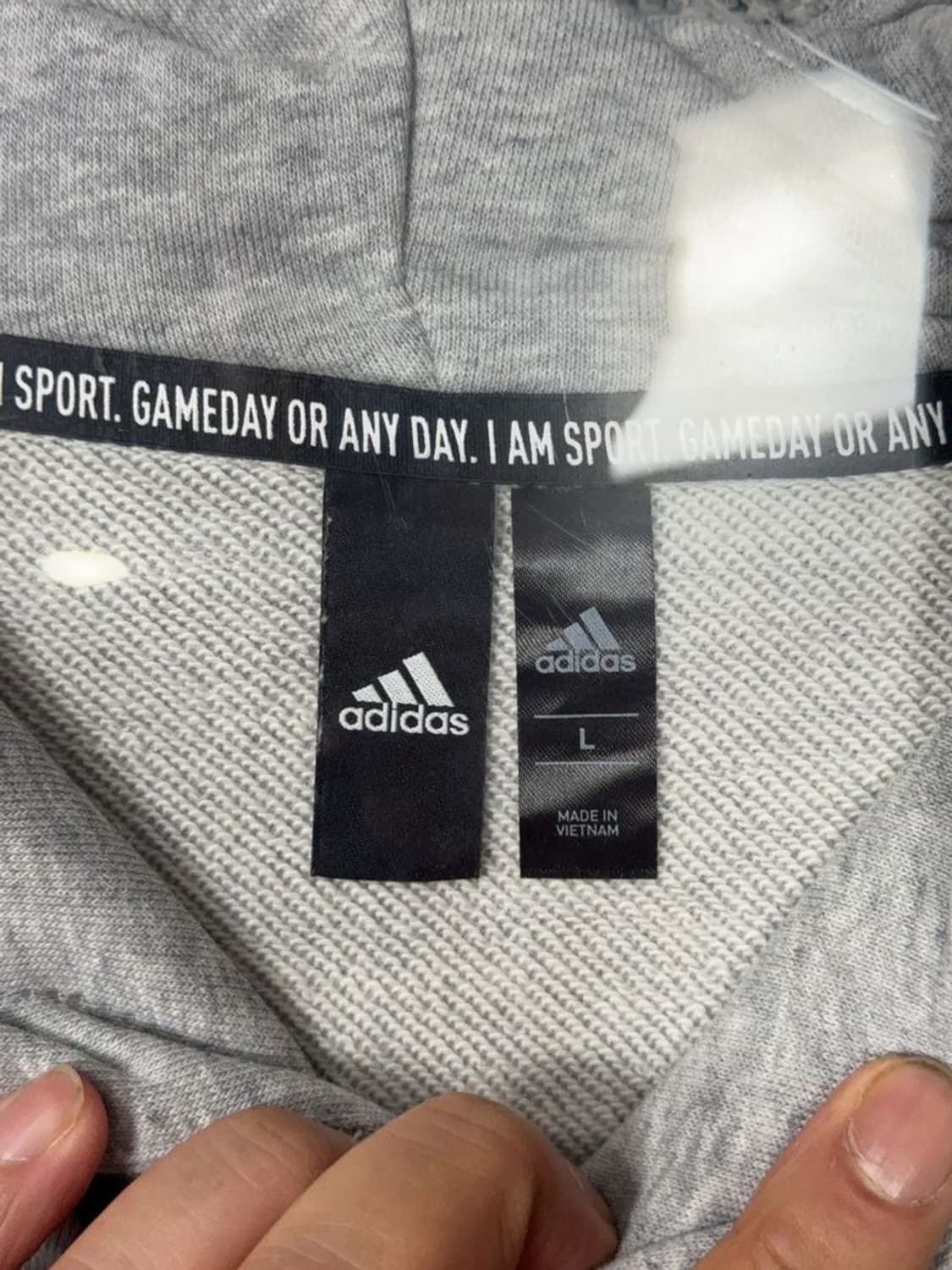 아디다스 프린팅 라이트 그레이 후드티 L 상품이미지7