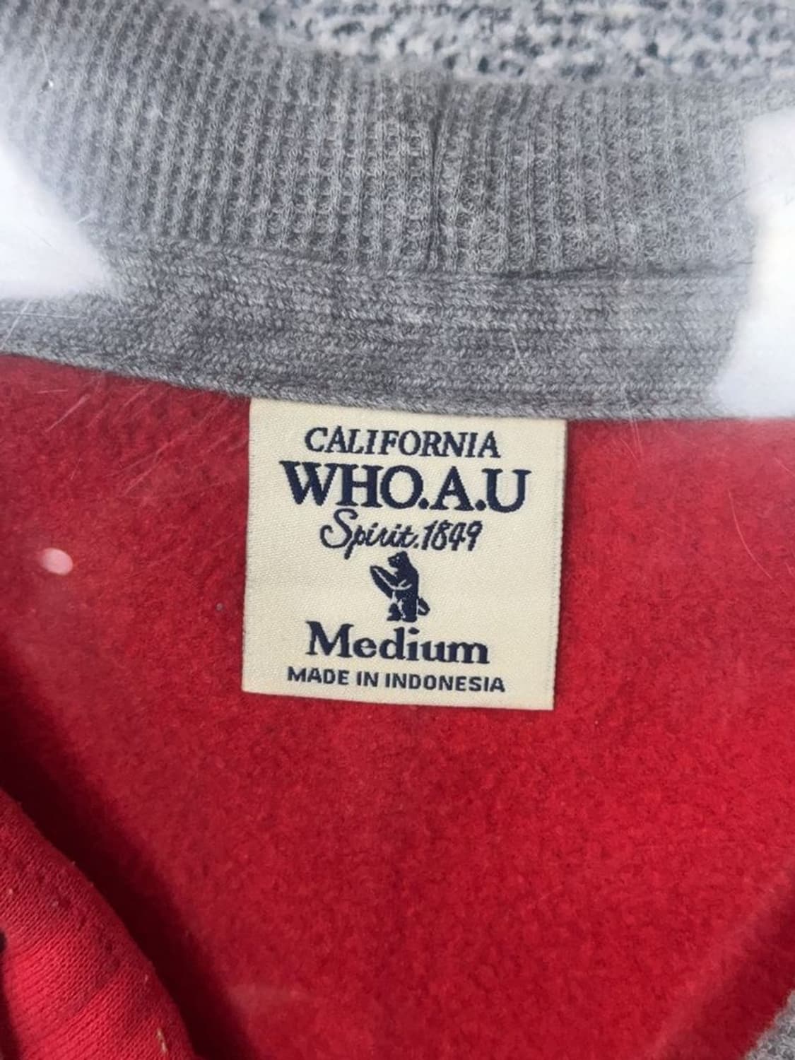 후아유 자수 로고 레드 후드티 Medium 상품이미지7