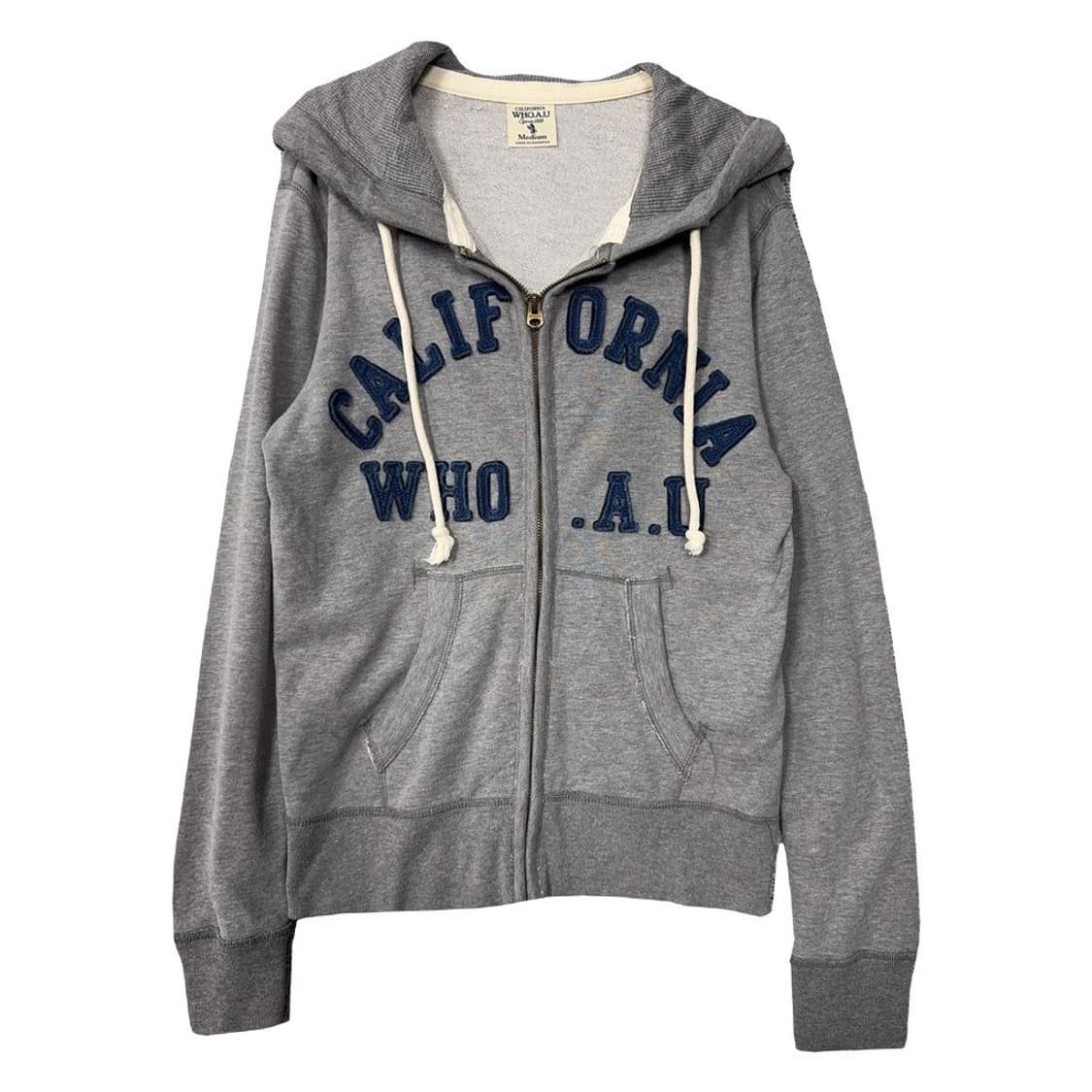 후아유 스펠 자수 로고 Y2K 라이트 그레이 후드 집업 M 상품이미지1