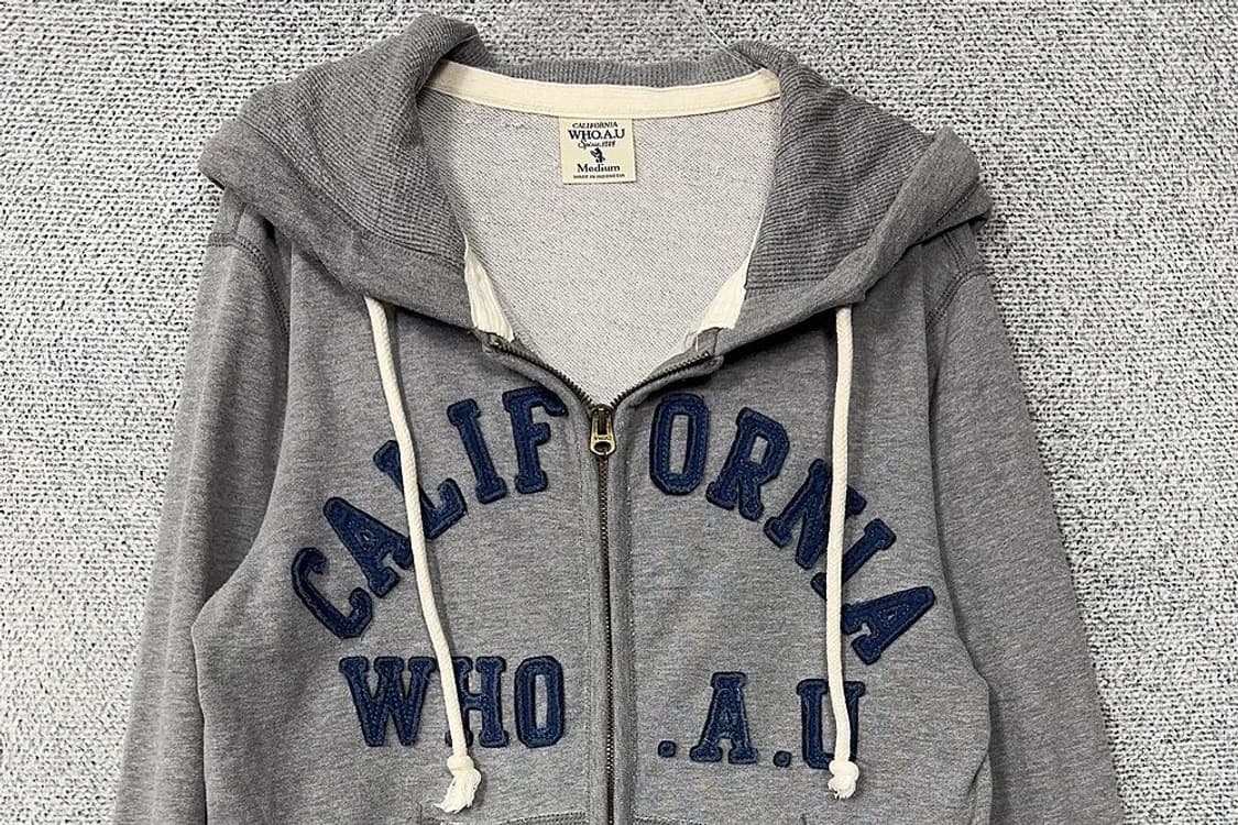 후아유 스펠 자수 로고 Y2K 라이트 그레이 후드 집업 M 상품이미지3