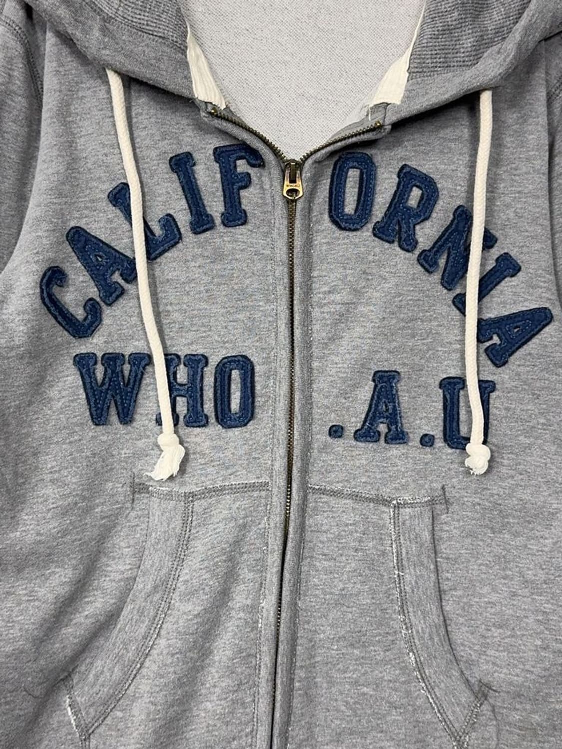 후아유 스펠 자수 로고 Y2K 라이트 그레이 후드 집업 M 상품이미지8