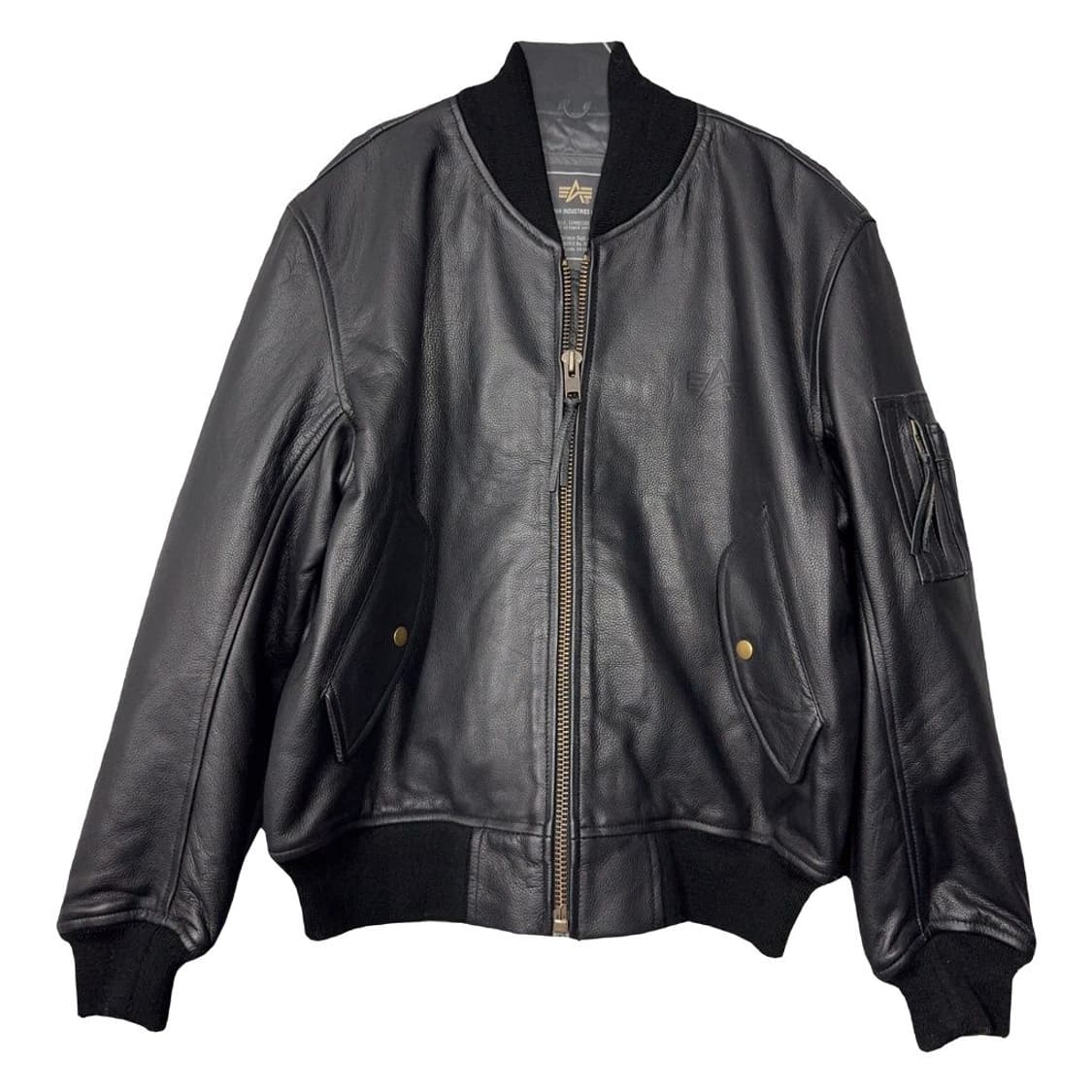 [새상품]알파인더스트리 레더 가죽 블루종 봄버 항공 점퍼 S 상품이미지1