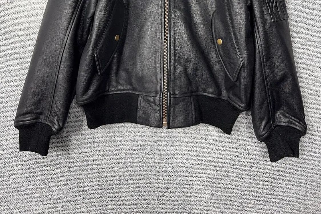 [새상품]알파인더스트리 레더 가죽 블루종 봄버 항공 점퍼 S 상품이미지4