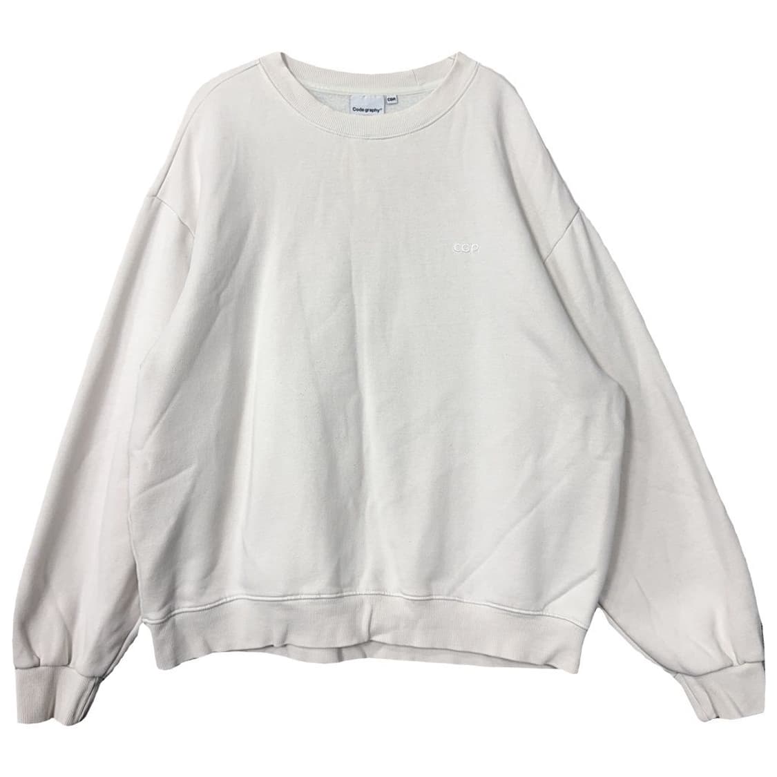 코드그라피 화이트 자수 로고 빈티지 맨투맨 L 상품이미지1