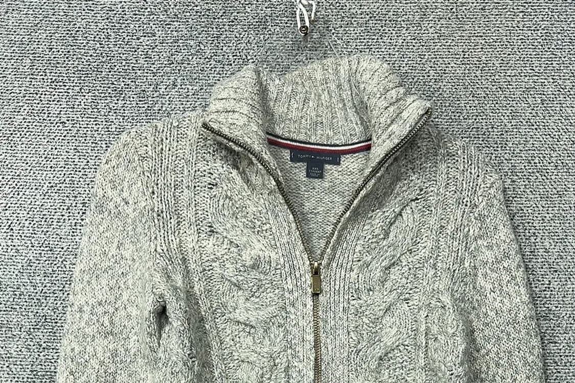 타미힐피거 라이트 그레이 코튼 케이블 니트 집업 XXS TTP/XXP 상품이미지3