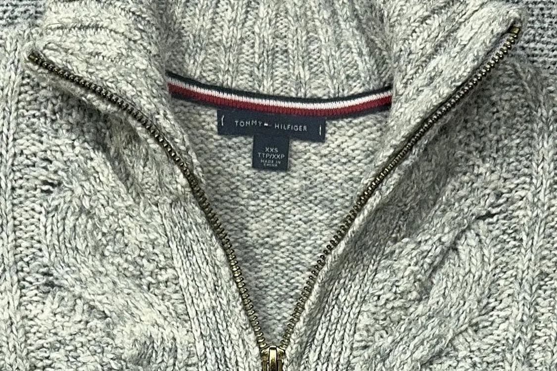 타미힐피거 라이트 그레이 코튼 케이블 니트 집업 XXS TTP/XXP 상품이미지6