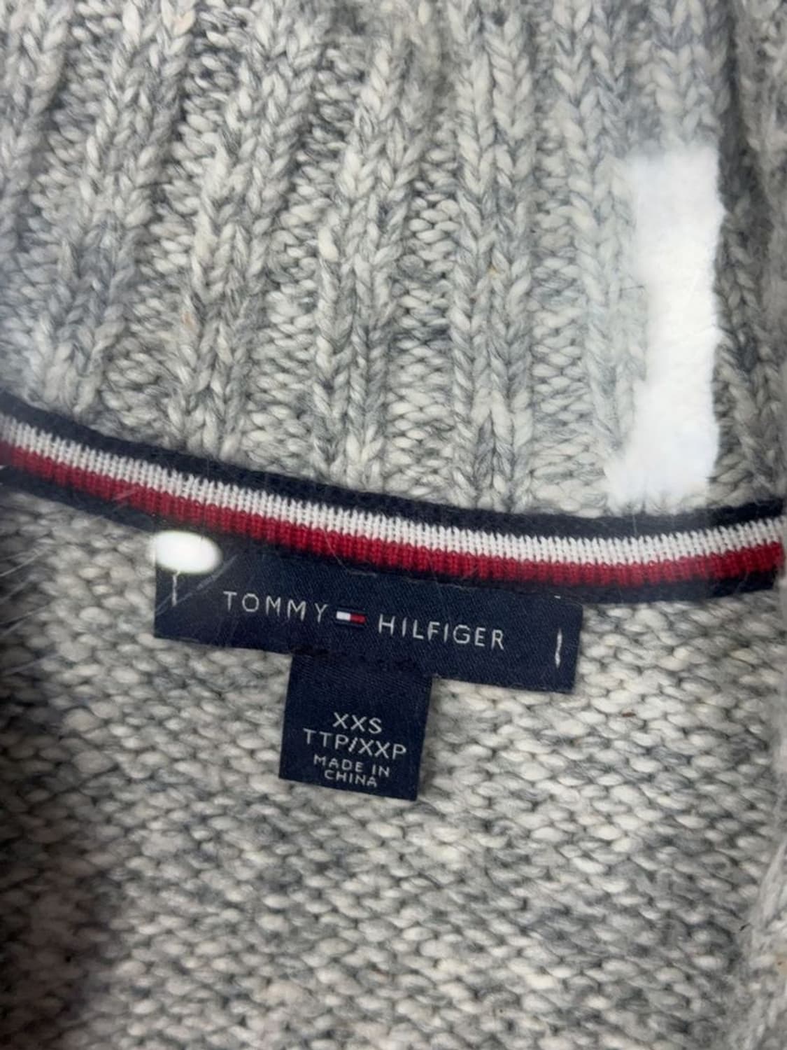 타미힐피거 라이트 그레이 코튼 케이블 니트 집업 XXS TTP/XXP 상품이미지8