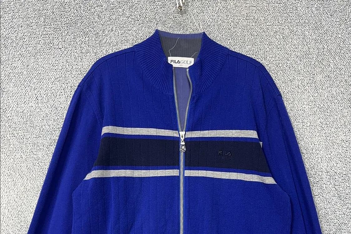 휠라 블루 골프 니트 집업 100 상품이미지3