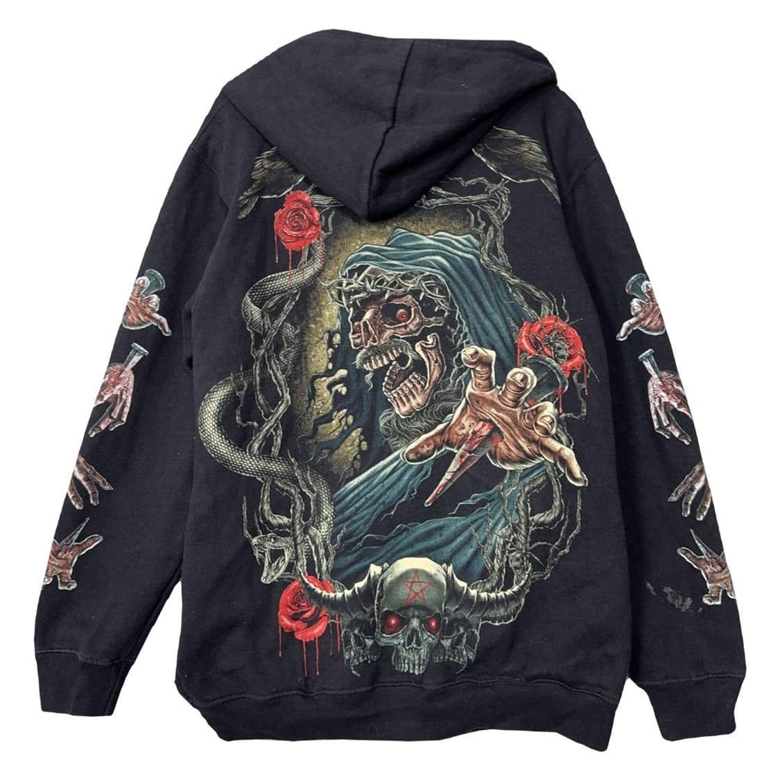 락이글 락프린팅 블랙 빈티지 후드 집업 M 상품이미지2