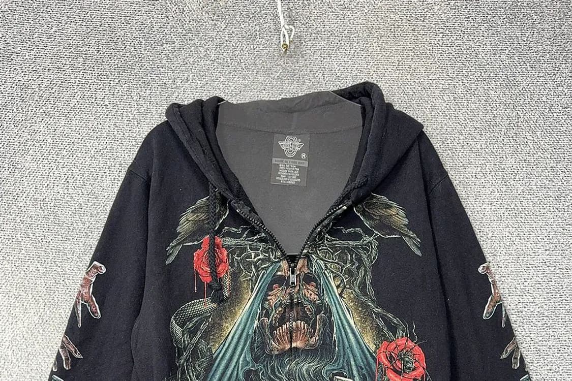 락이글 락프린팅 블랙 빈티지 후드 집업 M 상품이미지3