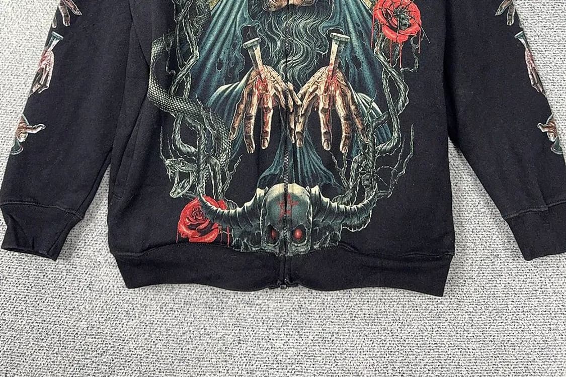 락이글 락프린팅 블랙 빈티지 후드 집업 M 상품이미지4