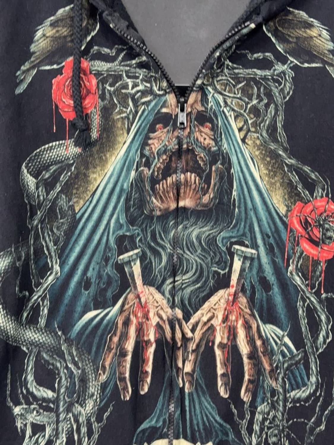 락이글 락프린팅 블랙 빈티지 후드 집업 M 상품이미지8