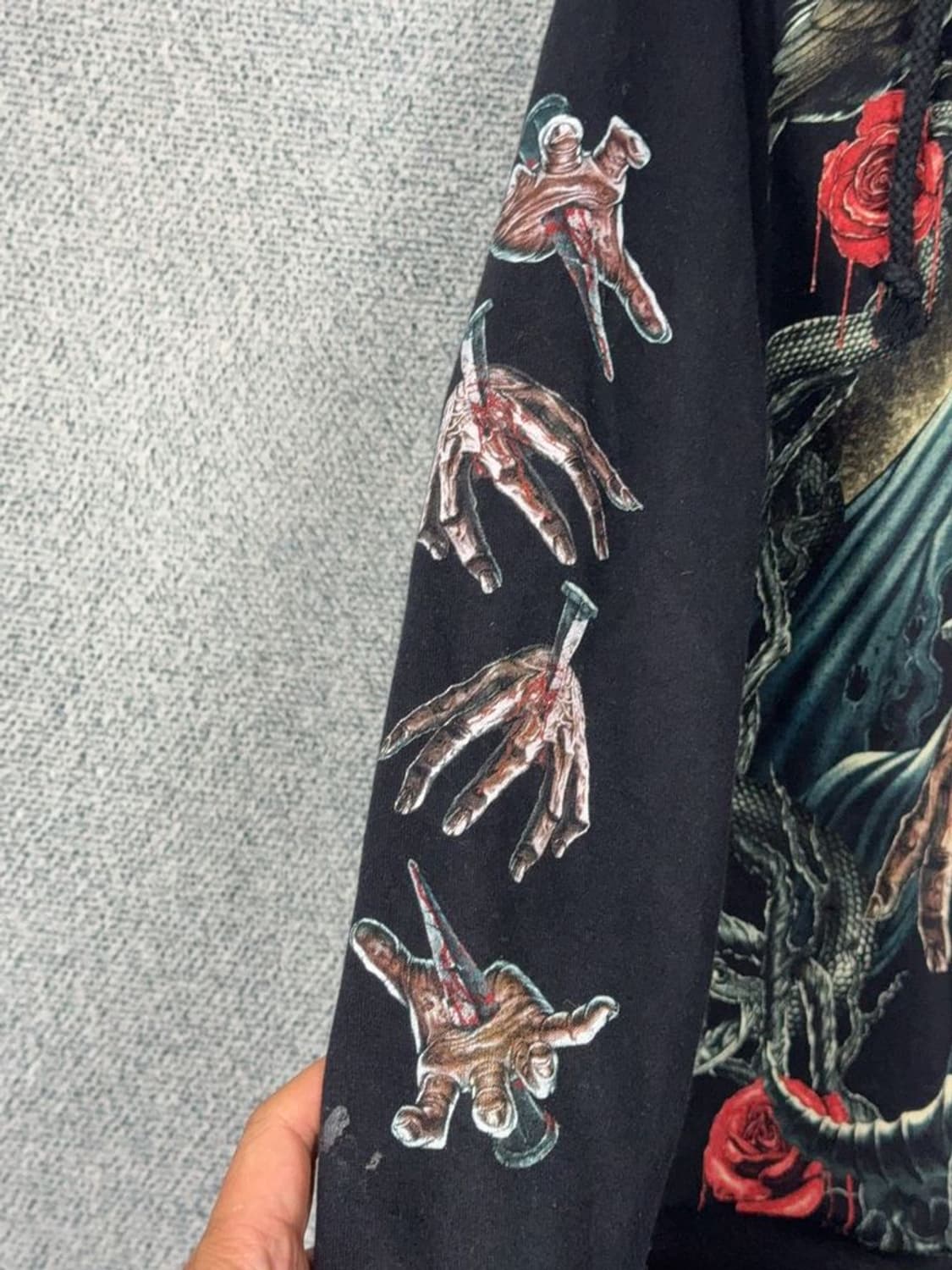 락이글 락프린팅 블랙 빈티지 후드 집업 M 상품이미지9