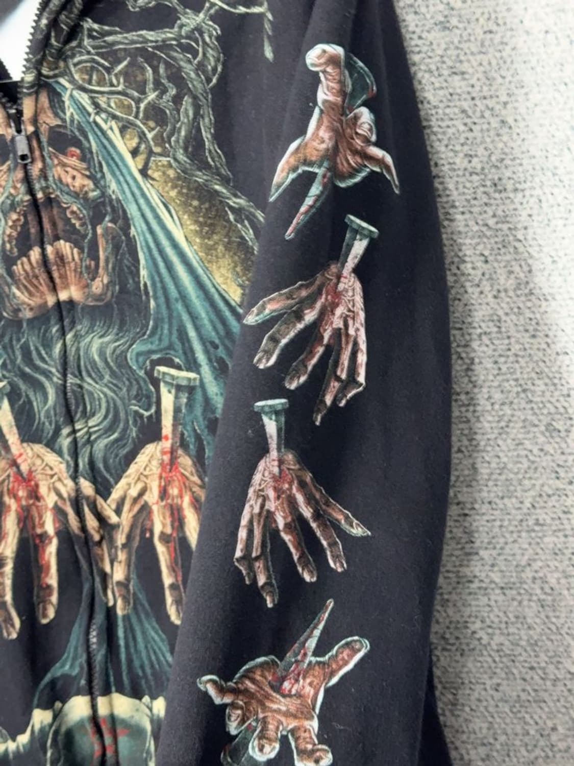 락이글 락프린팅 블랙 빈티지 후드 집업 M 상품이미지10