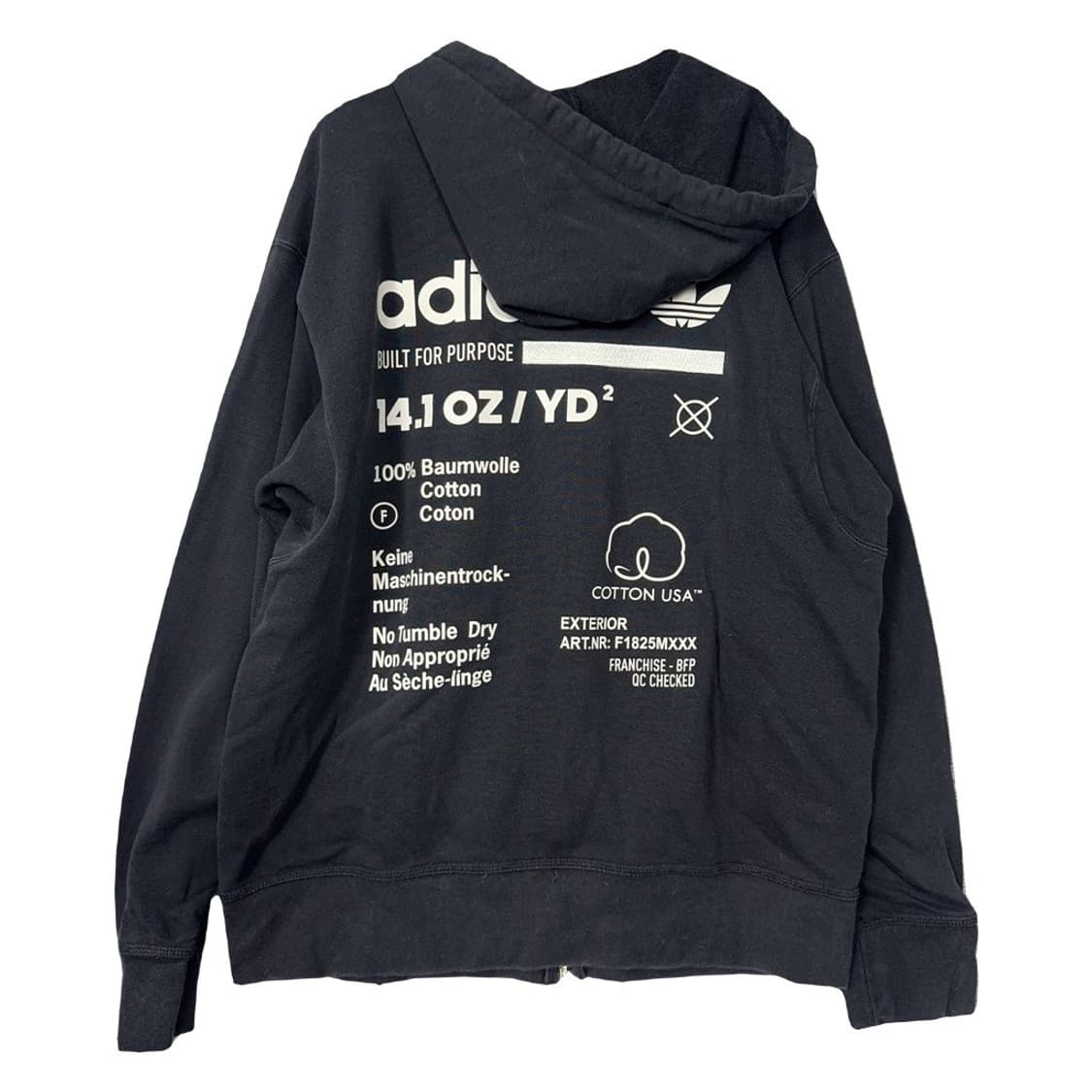 아디다스 블랙 백프린팅 오버핏 후드 집업 L 상품이미지1