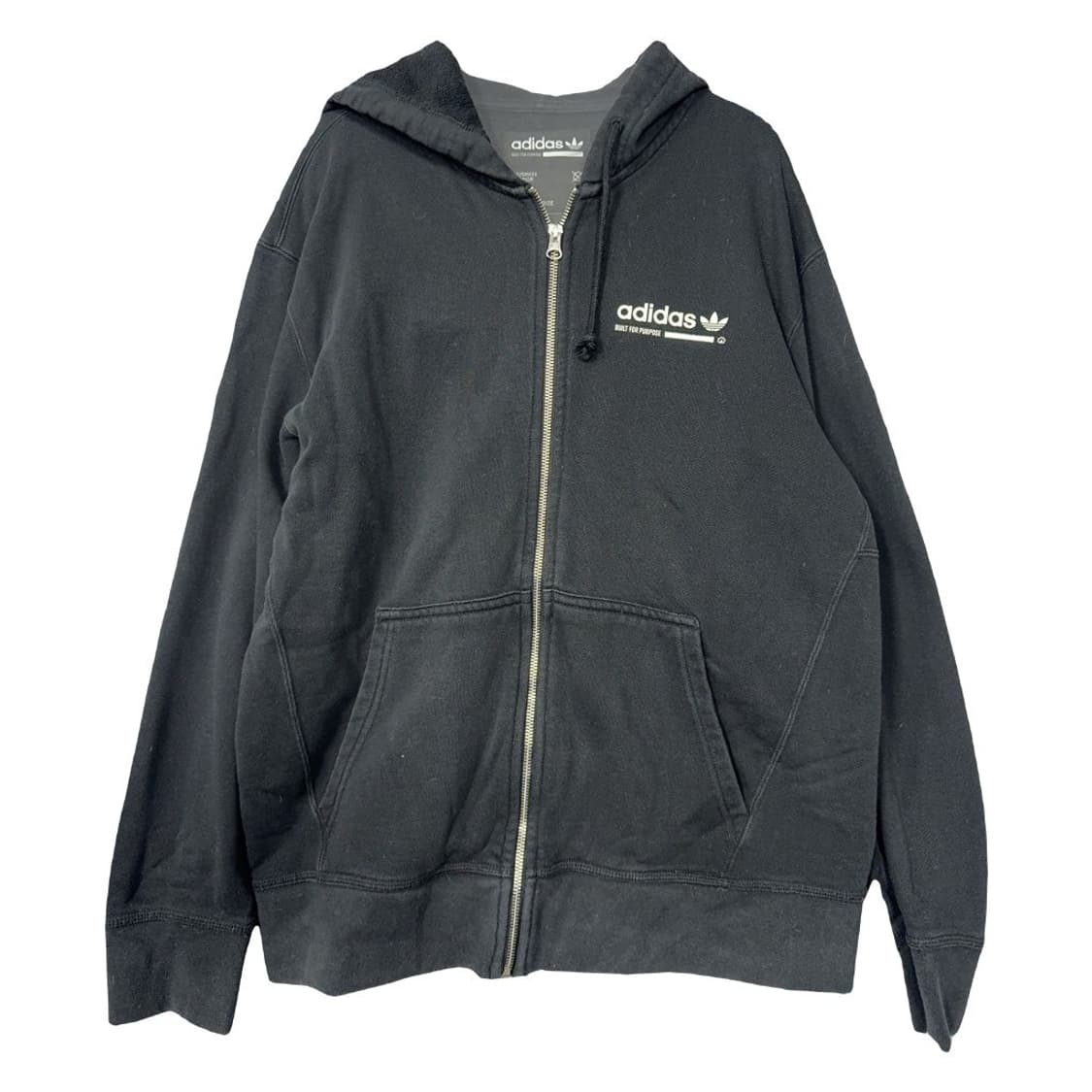 아디다스 블랙 백프린팅 오버핏 후드 집업 L 상품이미지2