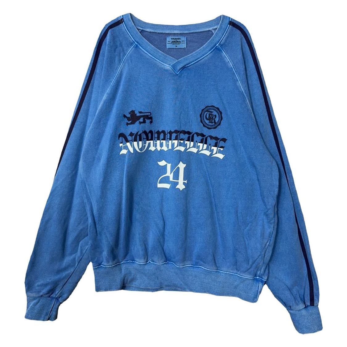 트래블 빈티지 피그먼트 프린팅 블루 맨투맨 M 상품이미지1