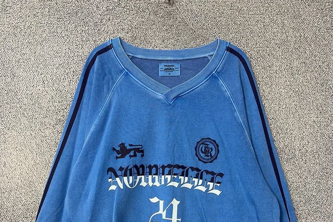 트래블 빈티지 피그먼트 프린팅 블루 맨투맨 M 상품이미지3