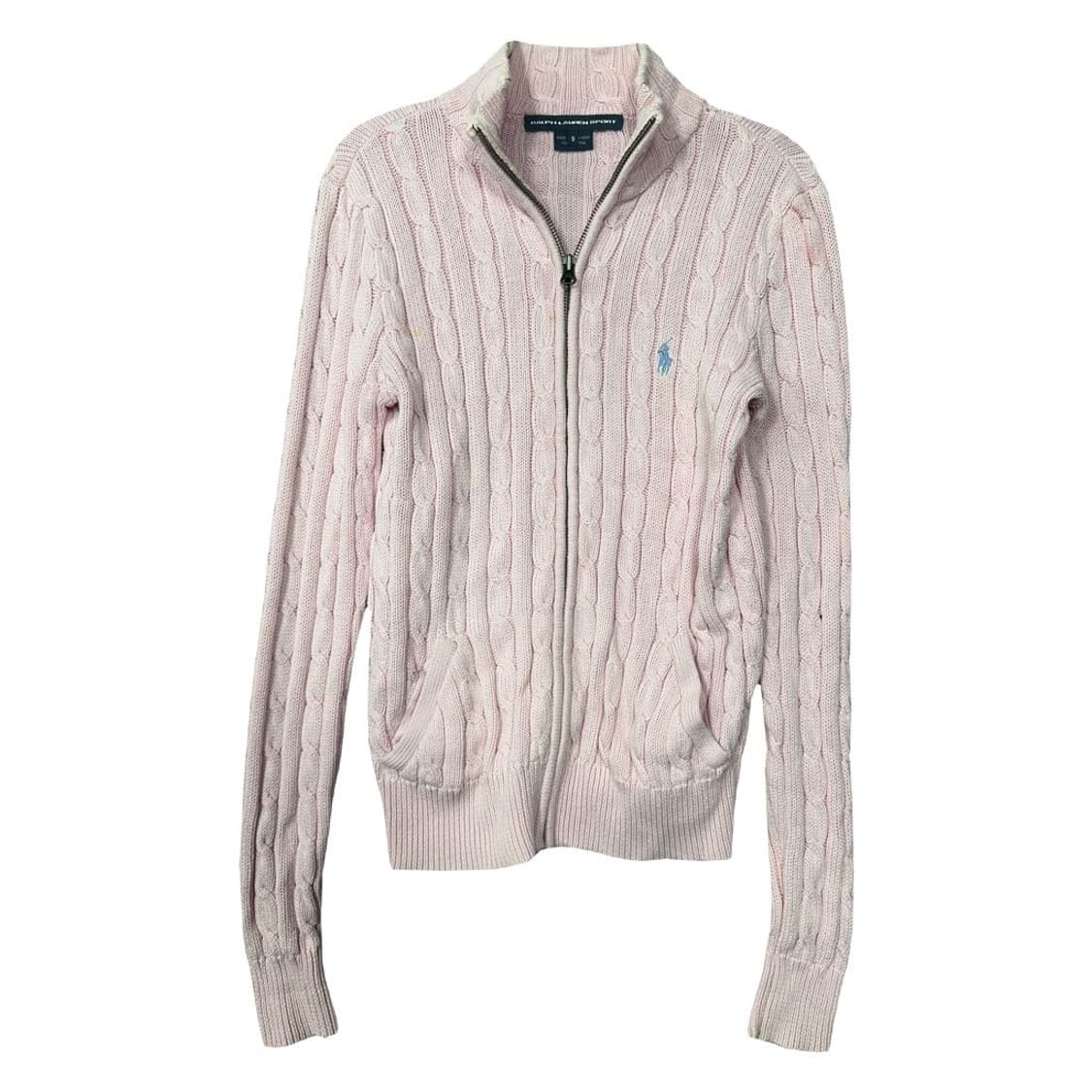 폴로 랄프로렌 연핑크 로고 꽈배기 니트 집업 S 상품이미지1