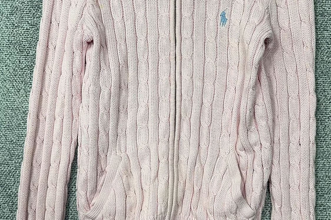 폴로 랄프로렌 연핑크 로고 꽈배기 니트 집업 S 상품이미지4