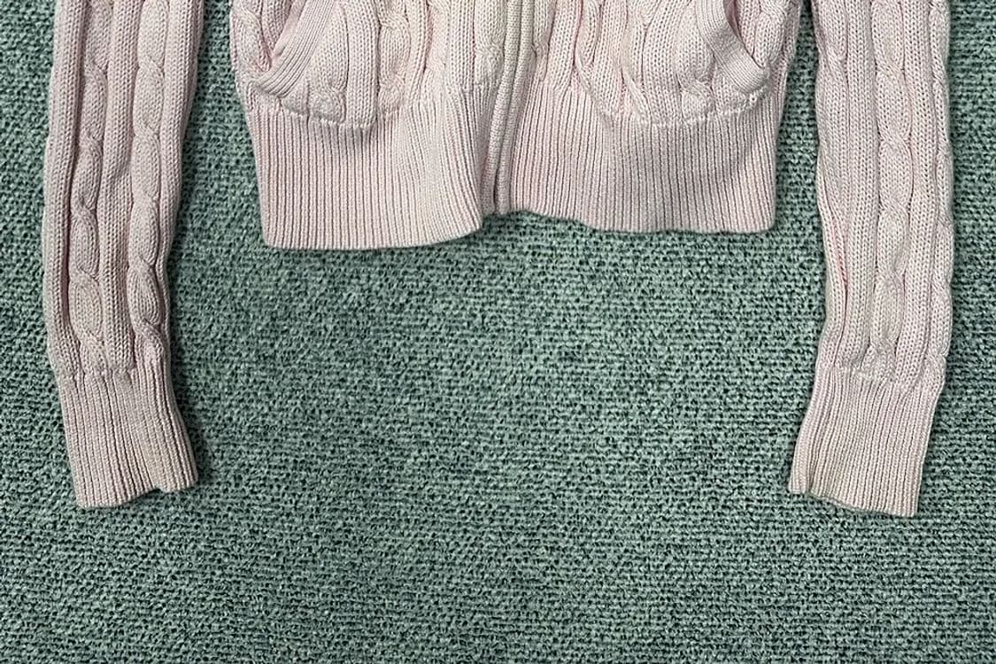 폴로 랄프로렌 연핑크 로고 꽈배기 니트 집업 S 상품이미지5