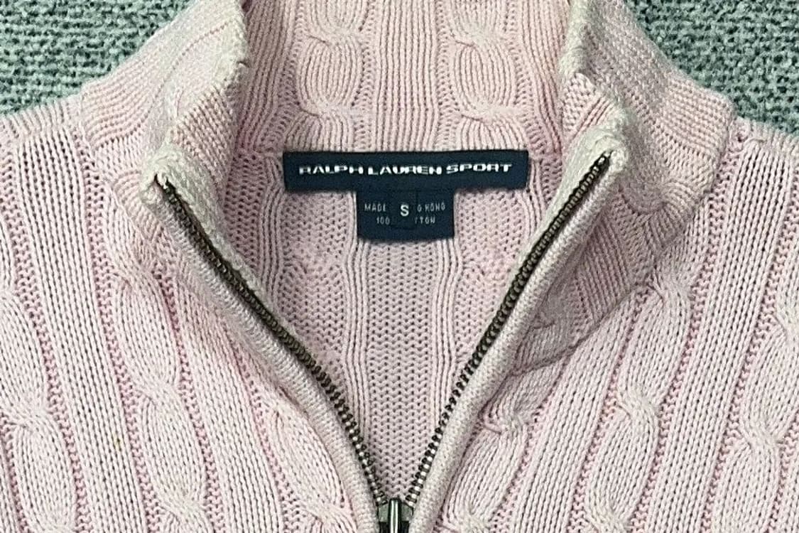 폴로 랄프로렌 연핑크 로고 꽈배기 니트 집업 S 상품이미지6