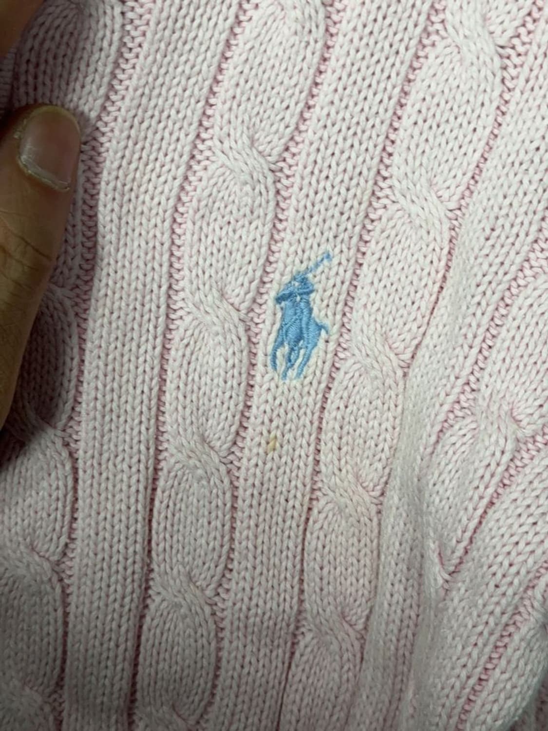 폴로 랄프로렌 연핑크 로고 꽈배기 니트 집업 S 상품이미지7