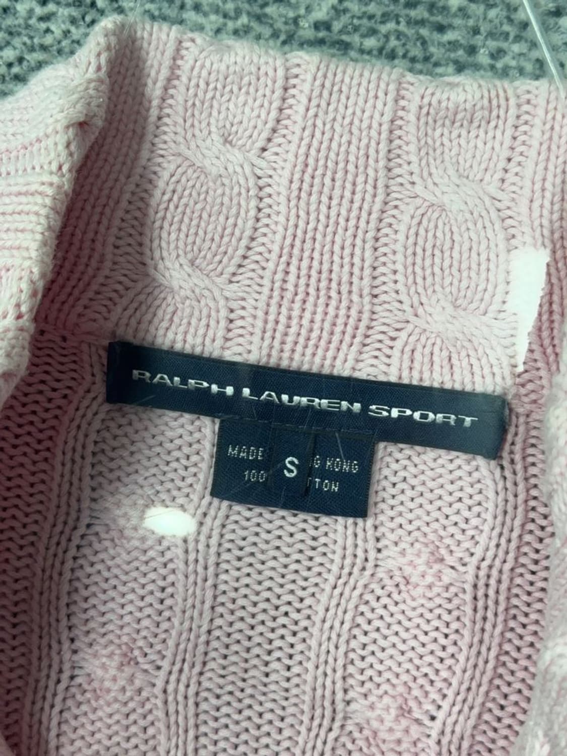 폴로 랄프로렌 연핑크 로고 꽈배기 니트 집업 S 상품이미지8