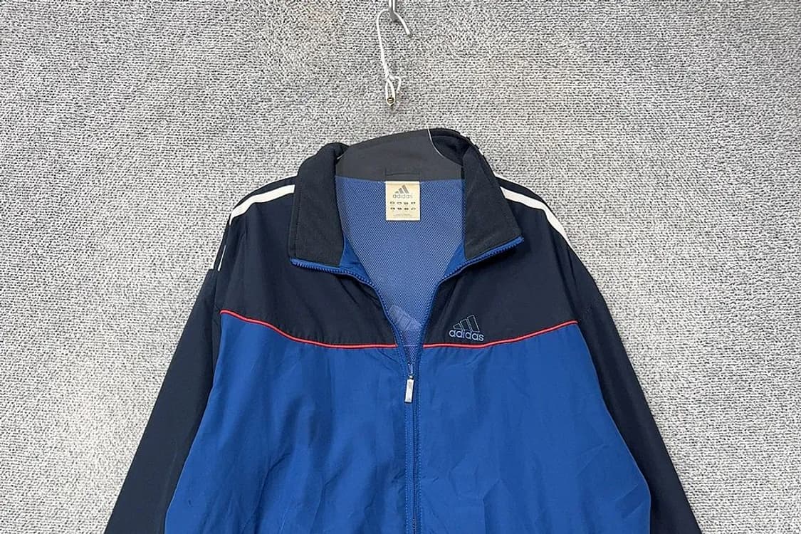 아디다스 블루 빈티지 로고 삼선 바람막이 XL 상품이미지3