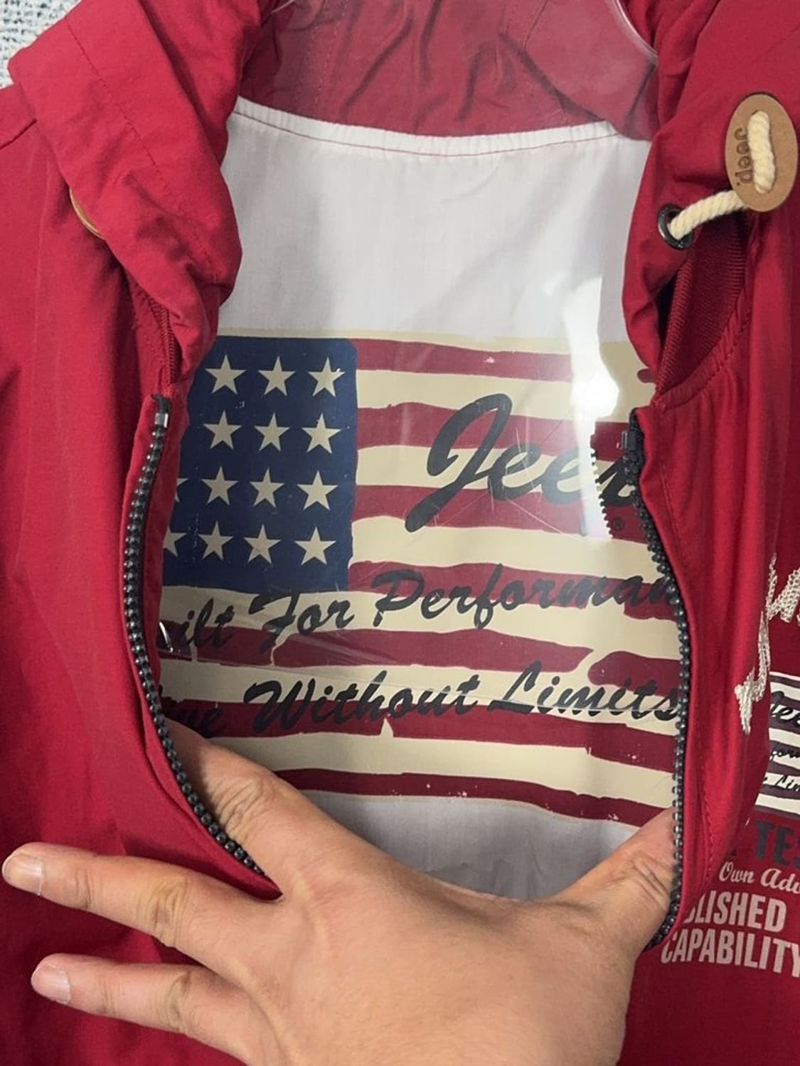 지프 프린팅 레드 빈티지 바람막이 M(95) 상품이미지7