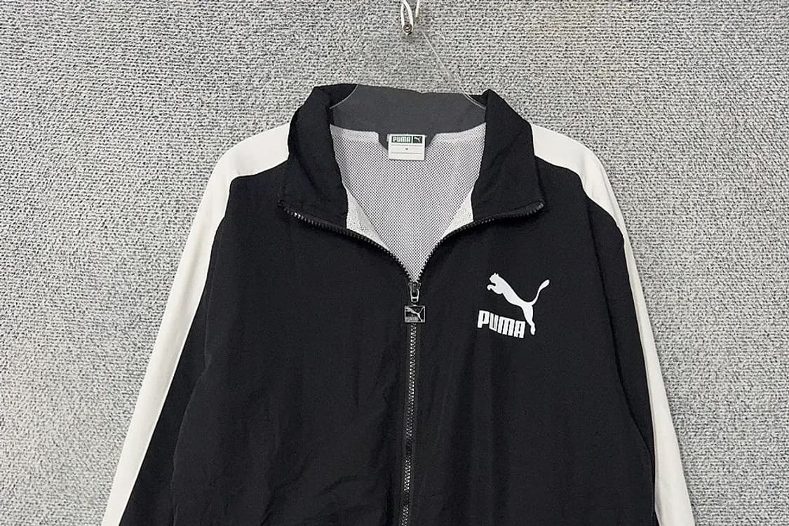 푸마 블랙 로고 빈티지 남성 집업 저지 M 상품이미지3