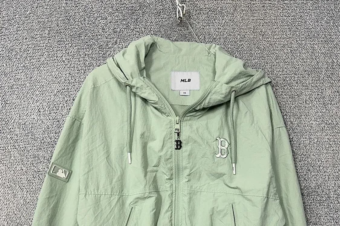엠엘비 보스턴 자수 로고 크롭 라이트 그린 후드 바람막이 XS(85) 상품이미지3