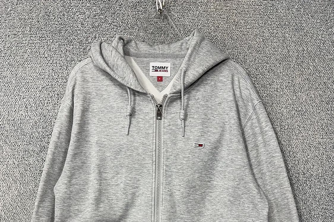 타미 진스 라이트 그레이 로고 후드 집업 S 상품이미지3