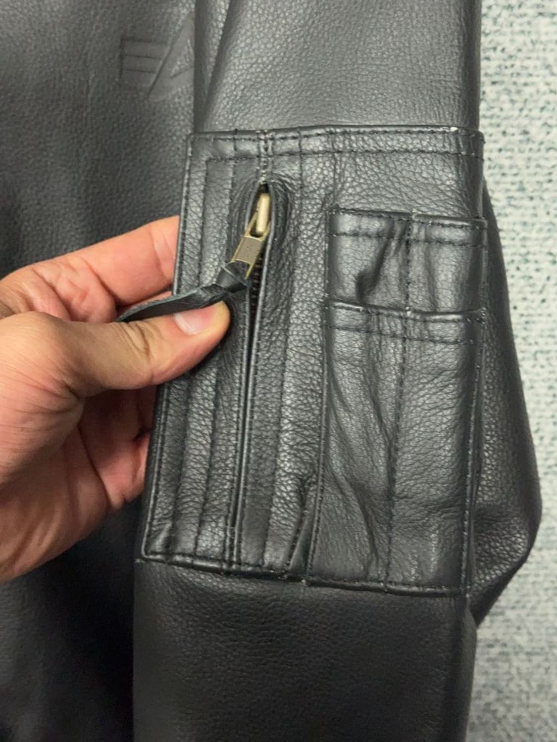 [새상품]알파인더스트리 레더 가죽 블루종 봄버 항공 점퍼 S 상품이미지9