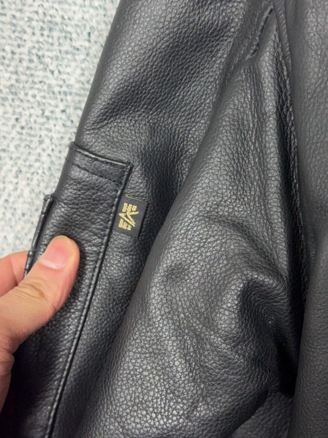 [새상품]알파인더스트리 레더 가죽 블루종 봄버 항공 점퍼 S 상품이미지10