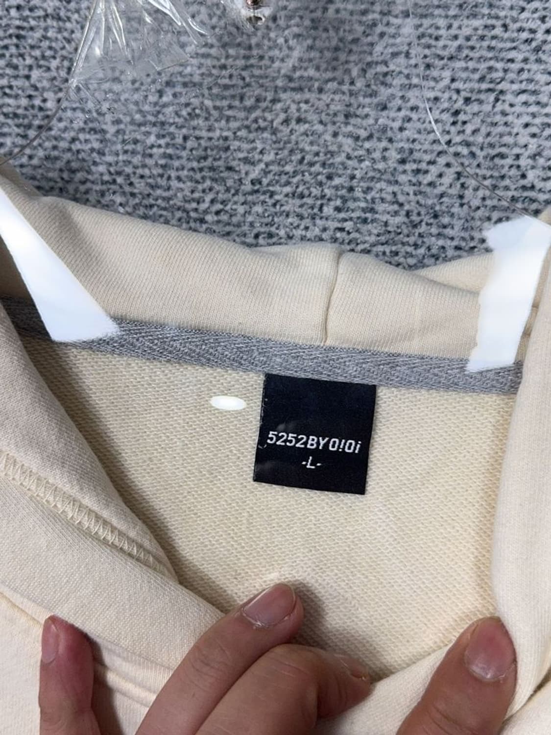 5252OIOI 로고 센터 프린팅 크림 후드티 L 상품이미지8