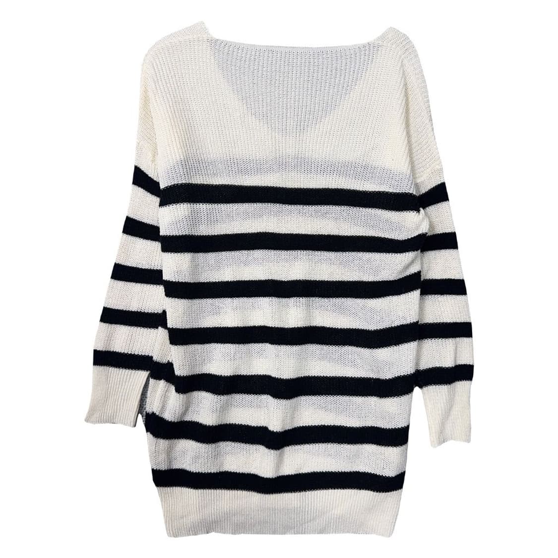 여성 크림 베이지 단가라 브이넥 롱 니트 원피스 FREE 상품이미지2