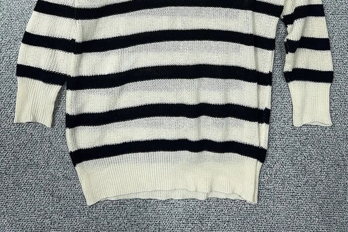 여성 크림 베이지 단가라 브이넥 롱 니트 원피스 FREE 상품이미지4