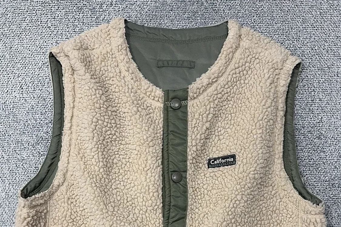 후아유 베이지 카키 양면 후리스 조끼 M 상품이미지3