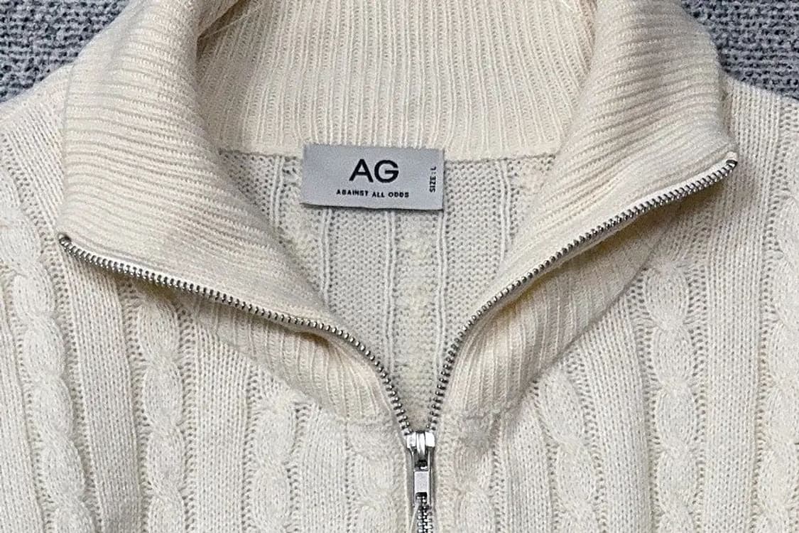 [새상품]남성 캐주얼 크림 하프집업 니트 L 상품이미지5