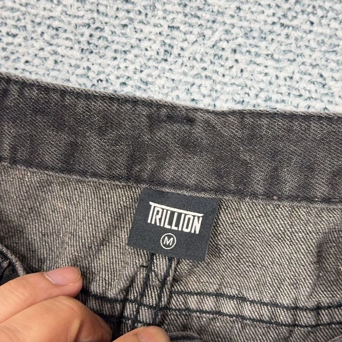 TRILLION 흑청 빈티지 데님 와이드 팬츠 M 상품이미지5