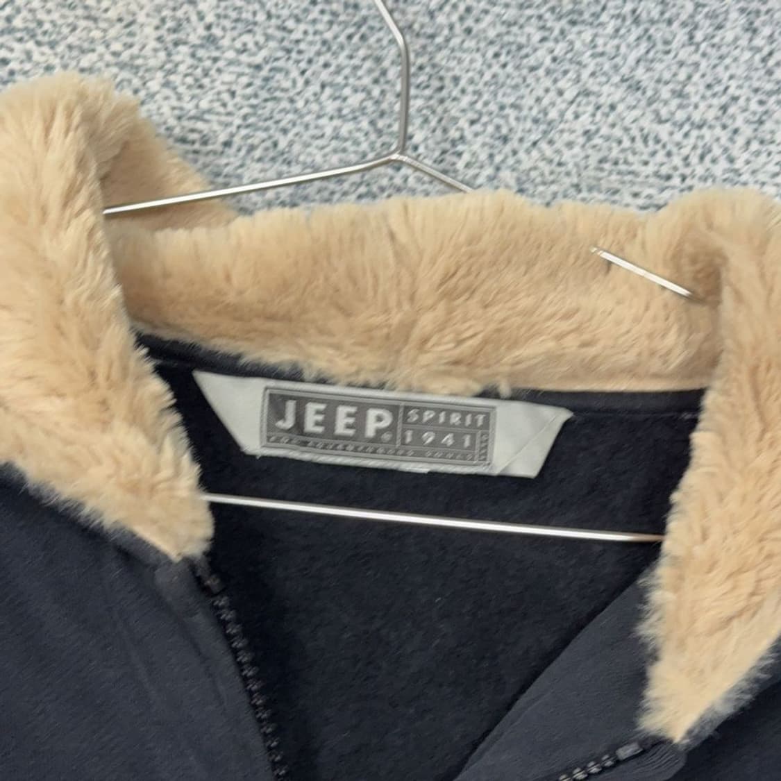 지프 로고 블랙 양털 후드 집업 L 상품이미지3