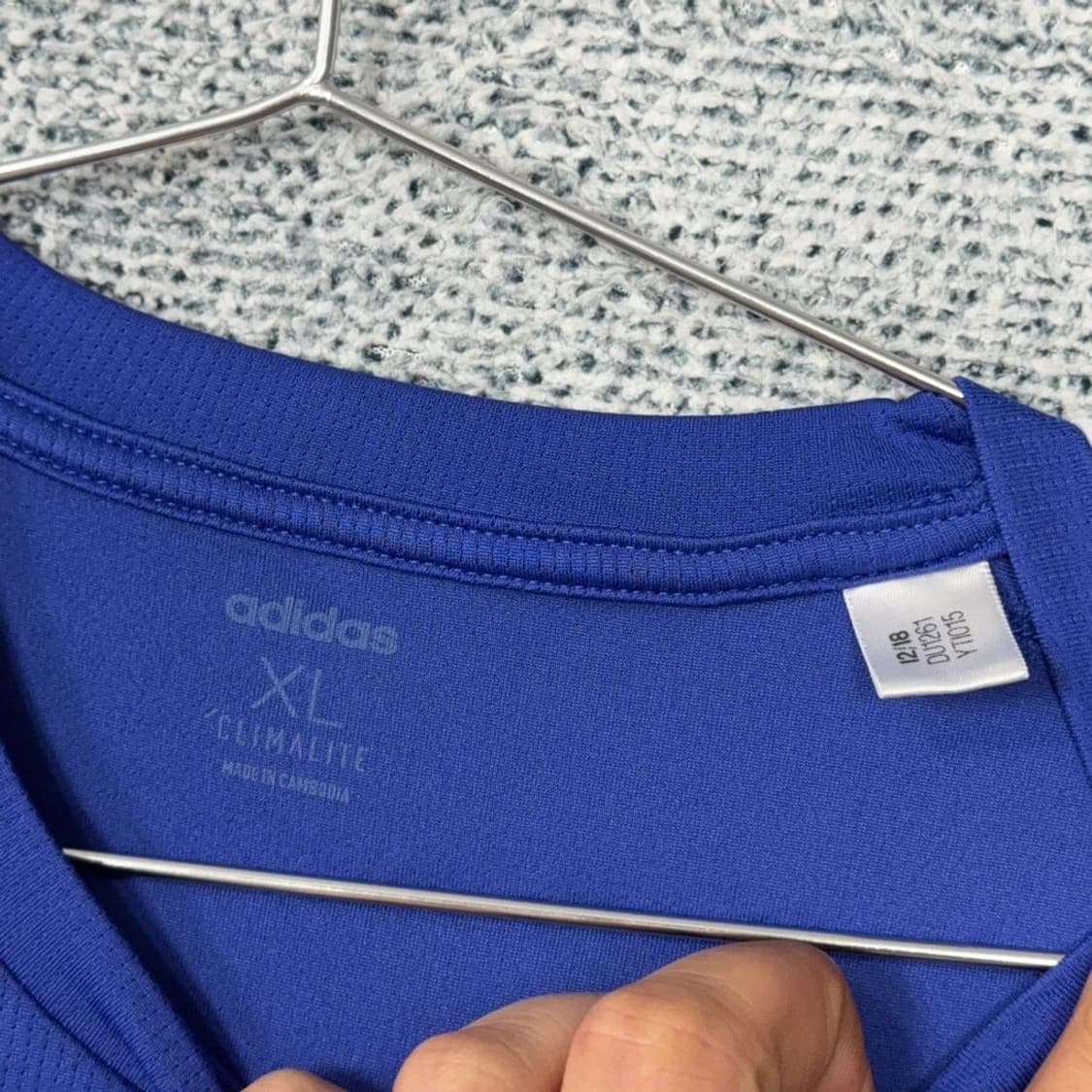 아디다스 블루 로고 삼선 기능성 반팔 티 XL 상품이미지3